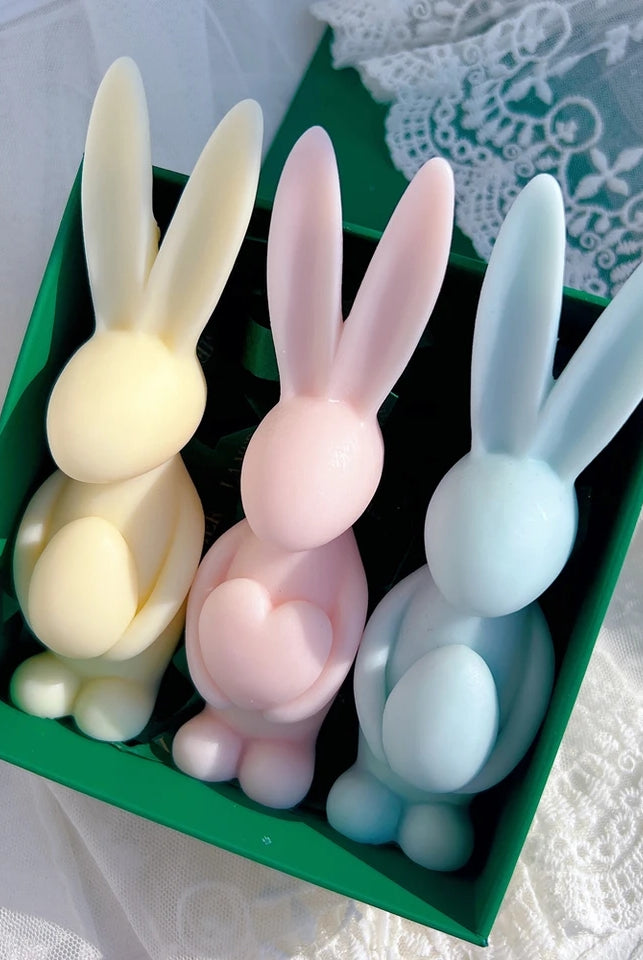 3 bunny hearts candle moulds