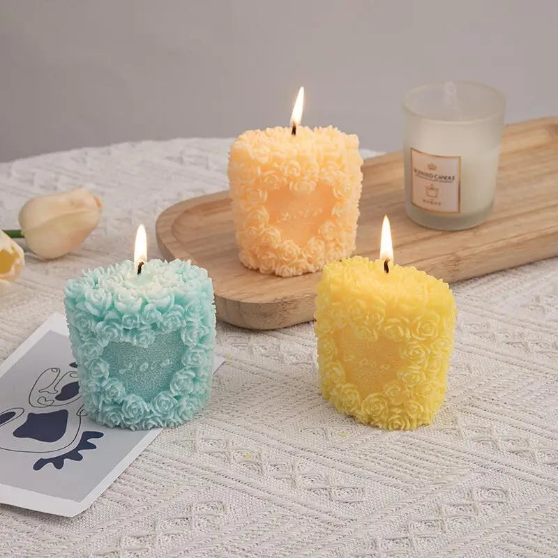 Roses and heart candle moulds