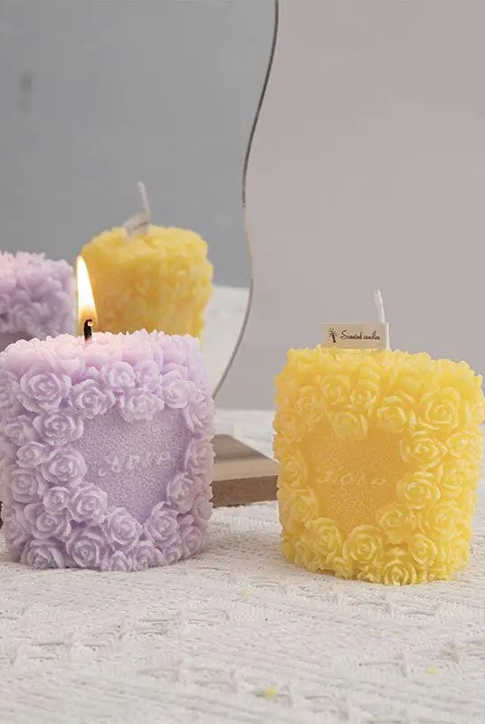 Roses and heart candle moulds