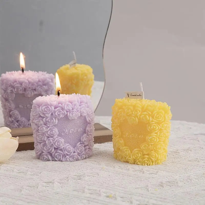 Roses and heart candle moulds
