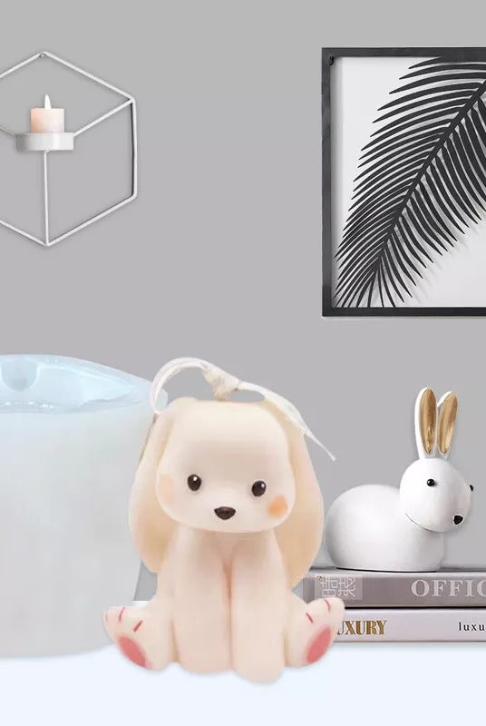Bunny Rabbit Candle Mould 8 - Silicone Mould, Mold for DIY Candles. Created using candle making kit with cotton candle wicks and candle colour chips. Using soy wax for pillar candles. Sold by Myka Candles Moulds Australia