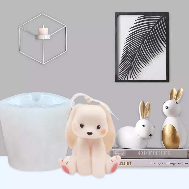 Bunny Rabbit Candle Mould 8 - Silicone Mould, Mold for DIY Candles. Created using candle making kit with cotton candle wicks and candle colour chips. Using soy wax for pillar candles. Sold by Myka Candles Moulds Australia