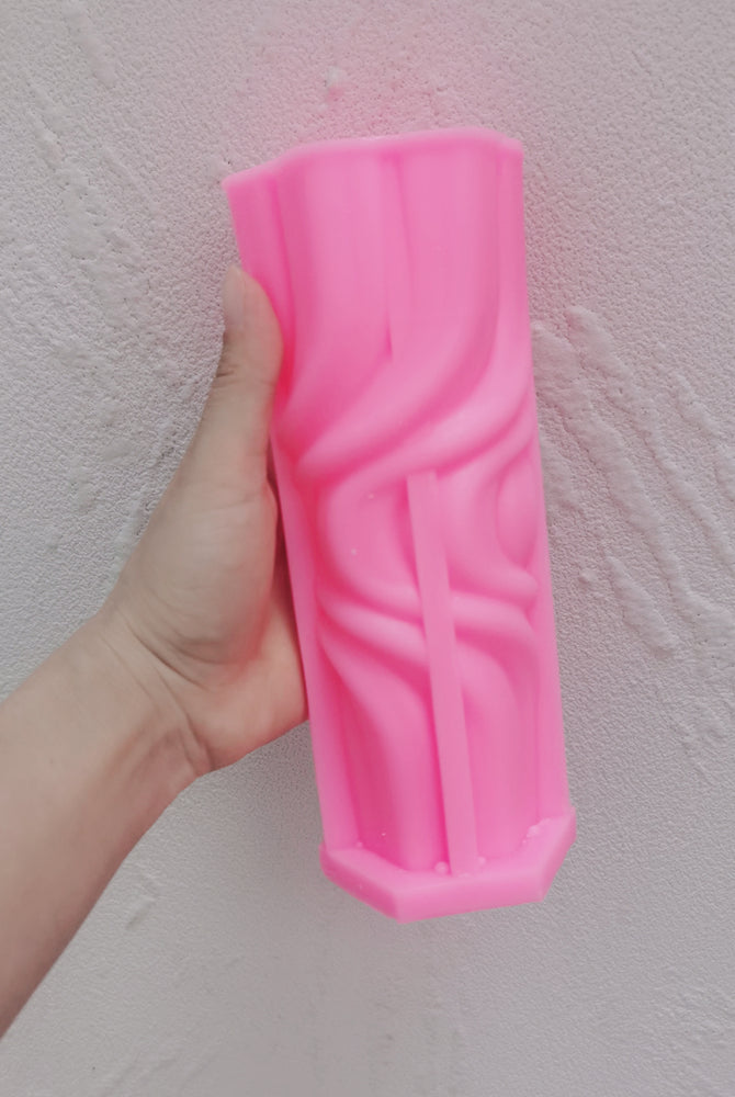 Abstract Pillar Candle Mould 4 - Silicone Mould, Mold for DIY Candles. Created using candle making kit with cotton candle wicks and candle colour chips. Using soy wax for pillar candles. Sold by Myka Candles Moulds Australia