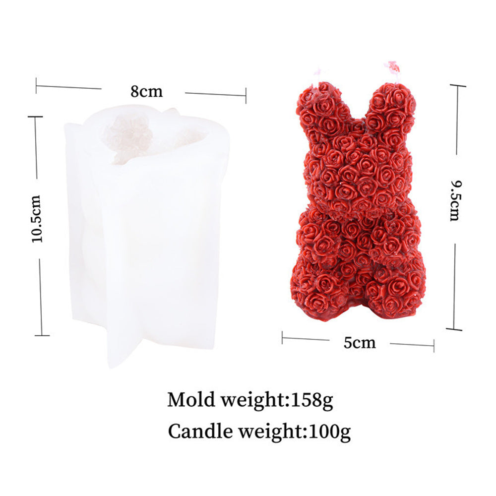 Rose Bunny Candle Mould 4 - Silicone Mould, Mold for DIY Candles. Created using candle making kit with cotton candle wicks and candle colour chips. Using soy wax for pillar candles. Sold by Myka Candles Moulds Australia