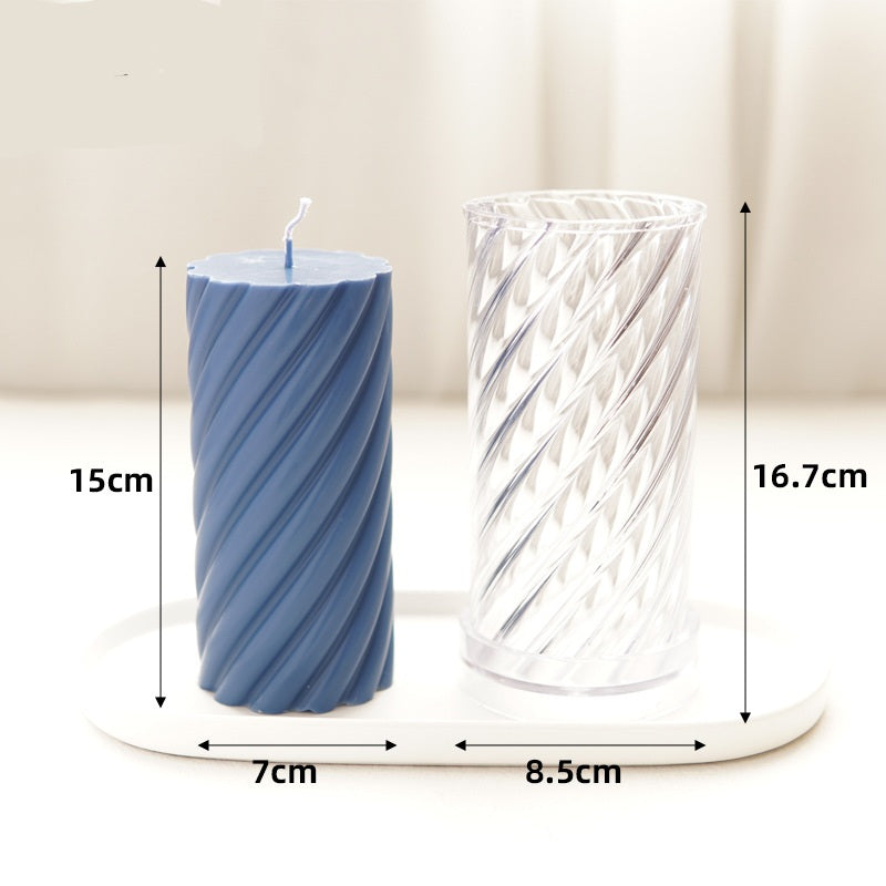 Spiral Pillar Candle Moulds 3 - Silicone Mould, Mold for DIY Candles. Created using candle making kit with cotton candle wicks and candle colour chips. Using soy wax for pillar candles. Sold by Myka Candles Moulds Australia