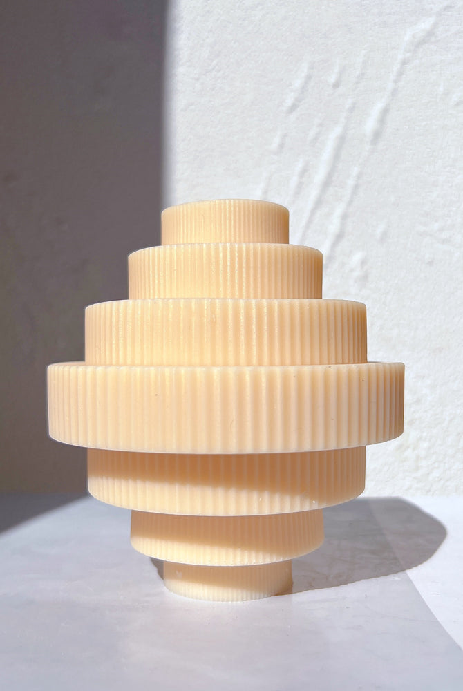Ribbed Chandelier Candle Mould 11 - Silicone Mould, Mold for DIY Candles. Created using candle making kit with cotton candle wicks and candle colour chips. Using soy wax for pillar candles. Sold by Myka Candles Moulds Australia