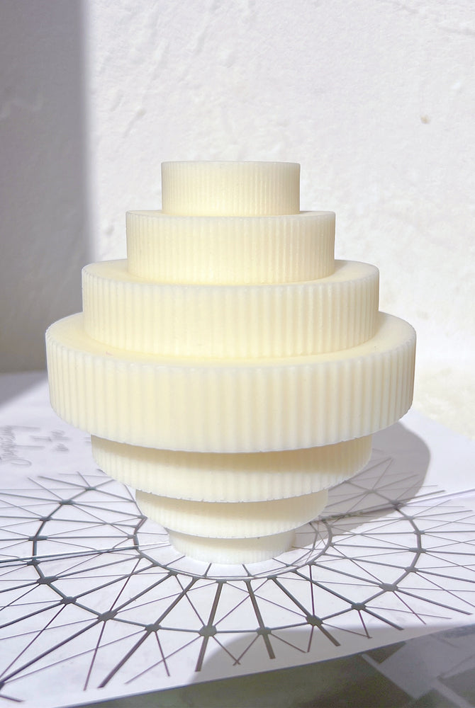 Ribbed Chandelier Candle Mould 10 - Silicone Mould, Mold for DIY Candles. Created using candle making kit with cotton candle wicks and candle colour chips. Using soy wax for pillar candles. Sold by Myka Candles Moulds Australia