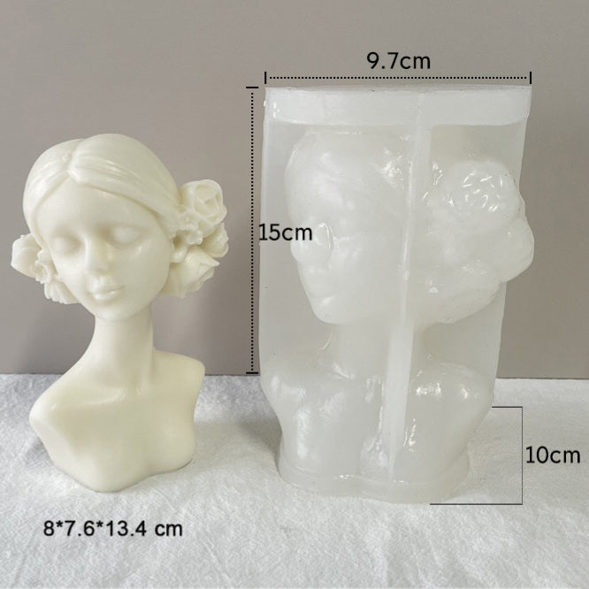 Flower Princess Candle Moulds 5 - Silicone Mould, Mold for DIY Candles. Created using candle making kit with cotton candle wicks and candle colour chips. Using soy wax for pillar candles. Sold by Myka Candles Moulds Australia