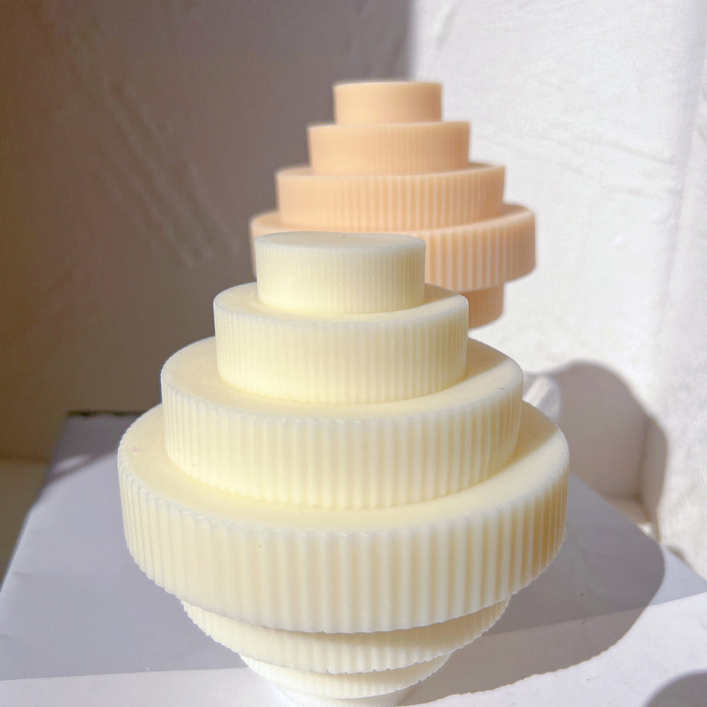 Ribbed Chandelier Candle Mould 9 - Silicone Mould, Mold for DIY Candles. Created using candle making kit with cotton candle wicks and candle colour chips. Using soy wax for pillar candles. Sold by Myka Candles Moulds Australia