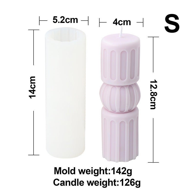Cylindrical Column Candle Moulds 10 - Silicone Mould, Mold for DIY Candles. Created using candle making kit with cotton candle wicks and candle colour chips. Using soy wax for pillar candles. Sold by Myka Candles Moulds Australia