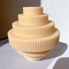 Ribbed Chandelier Candle Mould 7 - Silicone Mould, Mold for DIY Candles. Created using candle making kit with cotton candle wicks and candle colour chips. Using soy wax for pillar candles. Sold by Myka Candles Moulds Australia