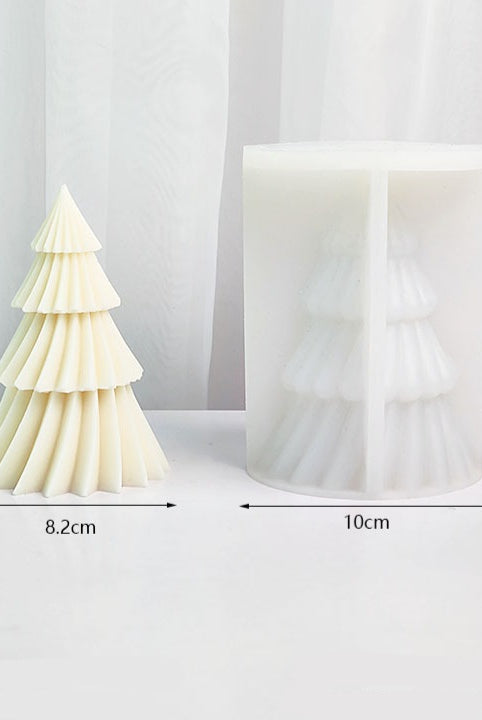 Spinning Christmas Tree Candle Mould 8 - Silicone Mould, Mold for DIY Candles. Created using candle making kit with cotton candle wicks and candle colour chips. Using soy wax for pillar candles. Sold by Myka Candles Moulds Australia