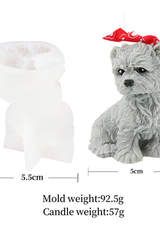 Yorkie Candle Mould 1 - Silicone Mould, Mold for DIY Candles. Created using candle making kit with cotton candle wicks and candle colour chips. Using soy wax for pillar candles. Sold by Myka Candles Moulds Australia