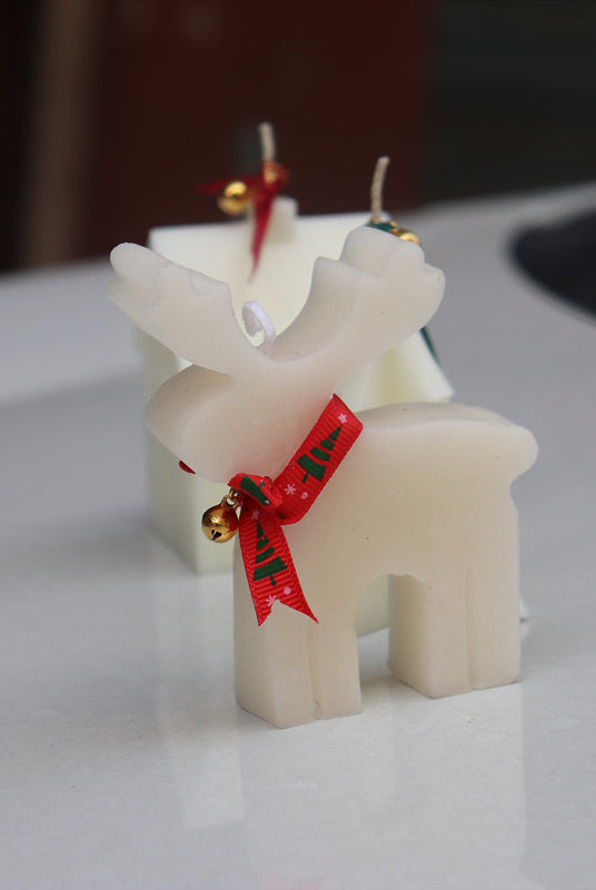 Reindeer Candle Mould 0 - Silicone Mould, Mold for DIY Candles. Created using candle making kit with cotton candle wicks and candle colour chips. Using soy wax for pillar candles. Sold by Myka Candles Moulds Australia