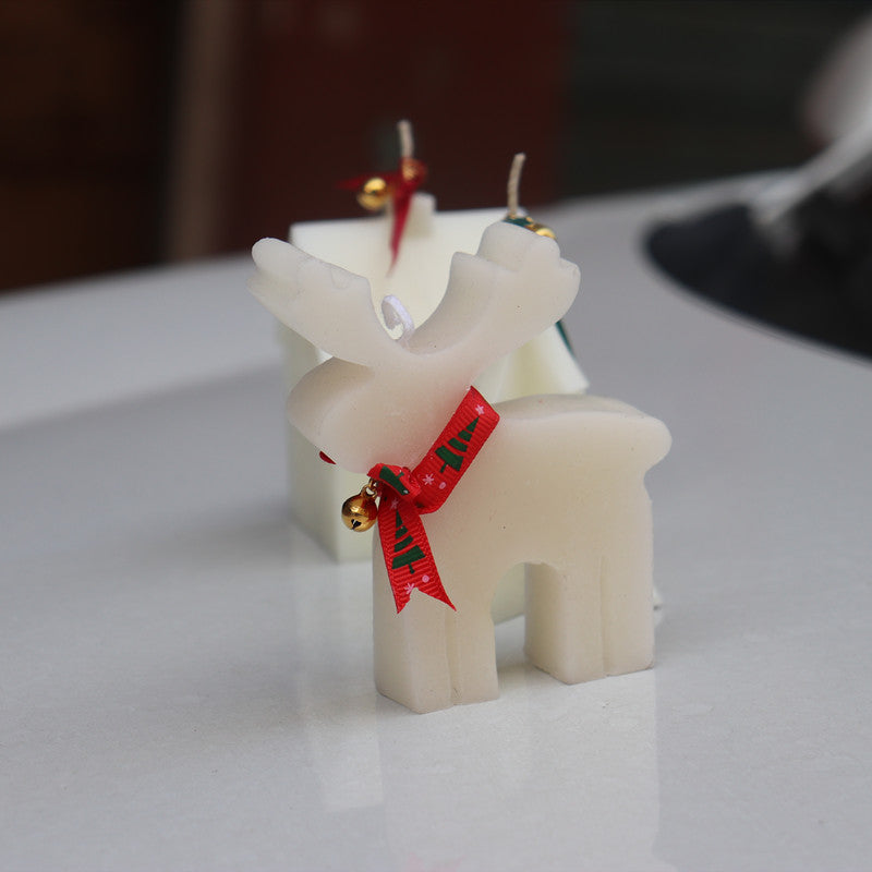 Reindeer Candle Mould 0 - Silicone Mould, Mold for DIY Candles. Created using candle making kit with cotton candle wicks and candle colour chips. Using soy wax for pillar candles. Sold by Myka Candles Moulds Australia