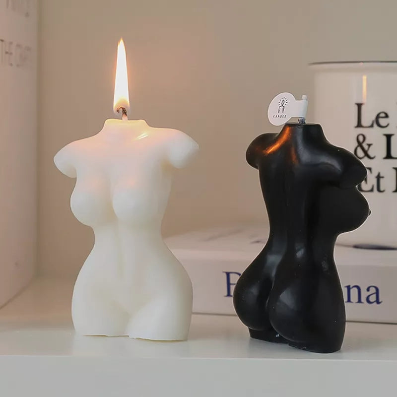 Curvy Female Candle Mould (S) - 10cm 4 - Silicone Mould, Mold for DIY Candles. Created using candle making kit with cotton candle wicks and candle colour chips. Using soy wax for pillar candles. Sold by Myka Candles Moulds Australia
