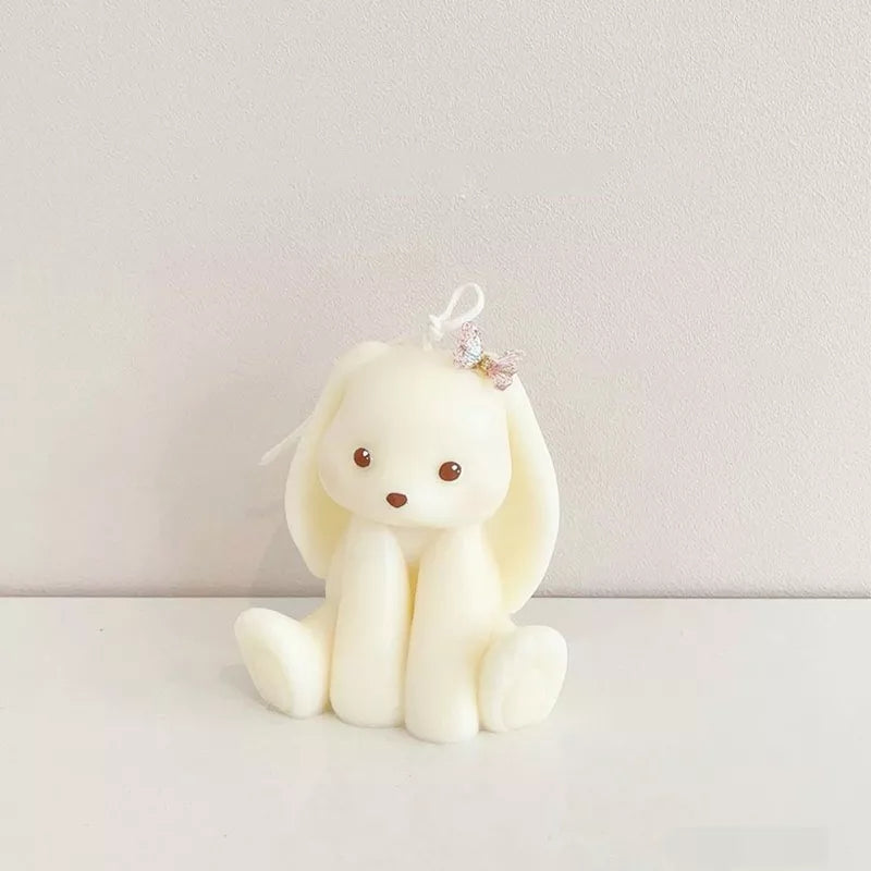 Bunny Rabbit Candle Mould 5 - Silicone Mould, Mold for DIY Candles. Created using candle making kit with cotton candle wicks and candle colour chips. Using soy wax for pillar candles. Sold by Myka Candles Moulds Australia