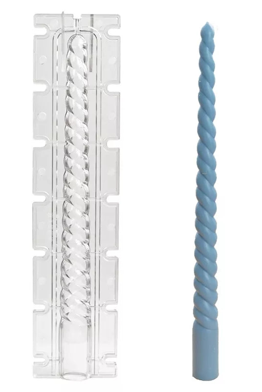 Tapered Twist Pillar Candle Mould 7 - Silicone Mould, Mold for DIY Candles. Created using candle making kit with cotton candle wicks and candle colour chips. Using soy wax for pillar candles. Sold by Myka Candles Moulds Australia