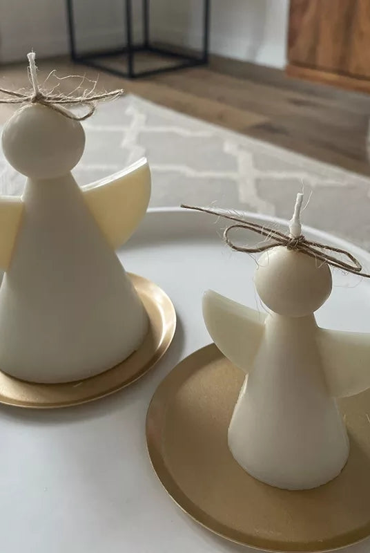 Christmas Angel Candle Mould 0 - Silicone Mould, Mold for DIY Candles. Created using candle making kit with cotton candle wicks and candle colour chips. Using soy wax for pillar candles. Sold by Myka Candles Moulds Australia