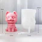 Happy Dog Candle Mould 3 - Silicone Mould, Mold for DIY Candles. Created using candle making kit with cotton candle wicks and candle colour chips. Using soy wax for pillar candles. Sold by Myka Candles Moulds Australia