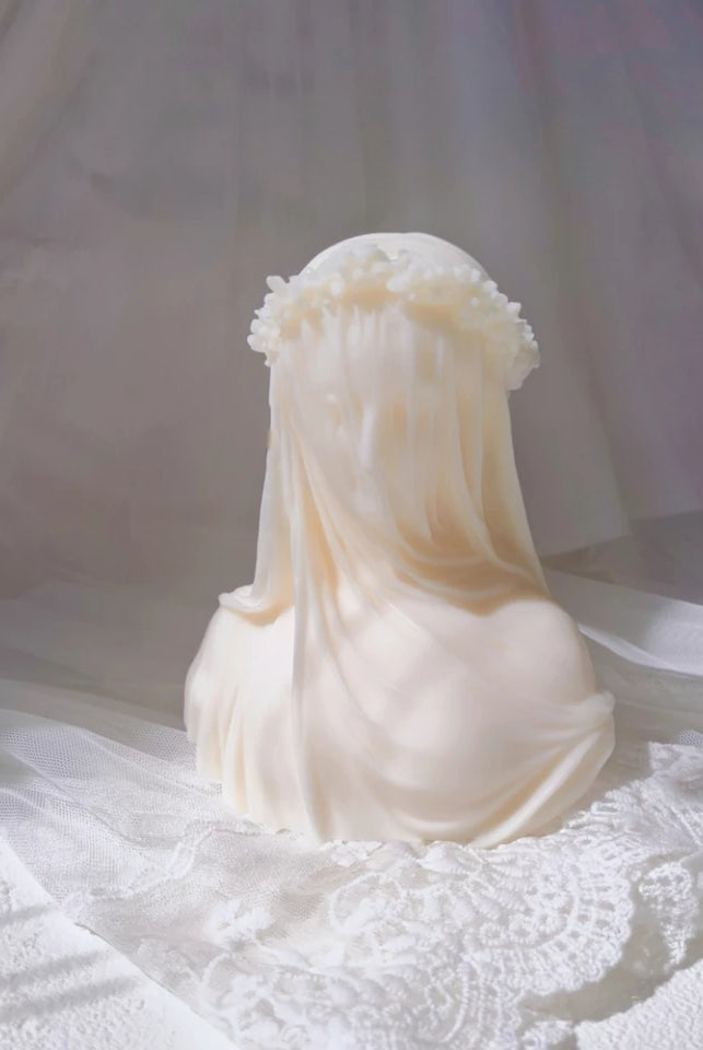 Veiled Lady Candle Mould 0 - Silicone Mould, Mold for DIY Candles. Created using candle making kit with cotton candle wicks and candle colour chips. Using soy wax for pillar candles. Sold by Myka Candles Moulds Australia