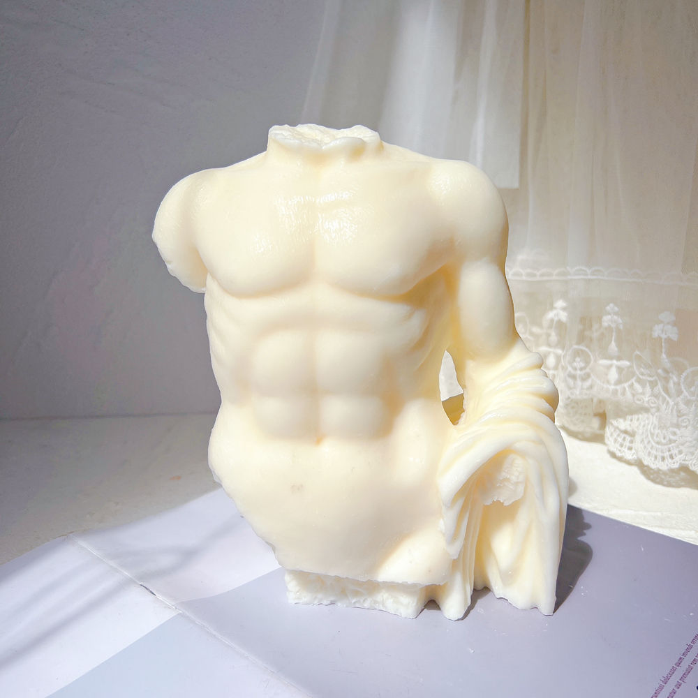 Male Sculpture Candle Mould 0 - Silicone Mould, Mold for DIY Candles. Created using candle making kit with cotton candle wicks and candle colour chips. Using soy wax for pillar candles. Sold by Myka Candles Moulds Australia