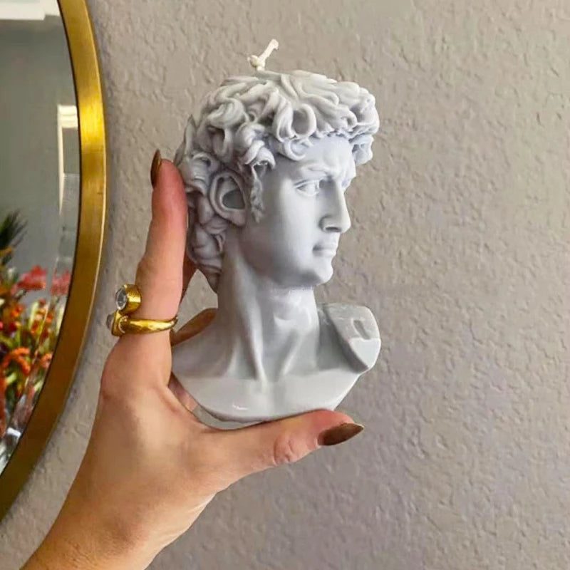 David Candle Mould 2 - Silicone Mould, Mold for DIY Candles. Created using candle making kit with cotton candle wicks and candle colour chips. Using soy wax for pillar candles. Sold by Myka Candles Moulds Australia