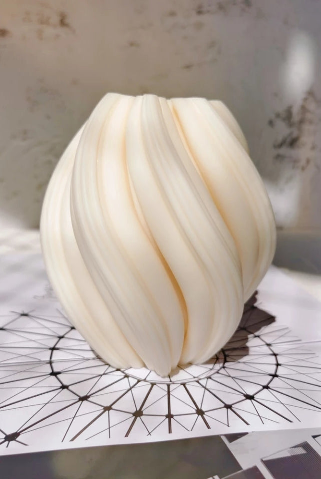 Twirl Candle Moulds 3 - Silicone Mould, Mold for DIY Candles. Created using candle making kit with cotton candle wicks and candle colour chips. Using soy wax for pillar candles. Sold by Myka Candles Moulds Australia