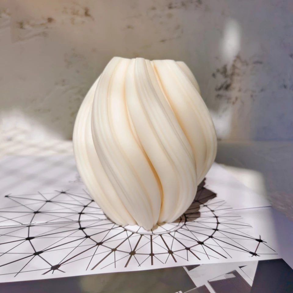 Twirl Candle Moulds 3 - Silicone Mould, Mold for DIY Candles. Created using candle making kit with cotton candle wicks and candle colour chips. Using soy wax for pillar candles. Sold by Myka Candles Moulds Australia