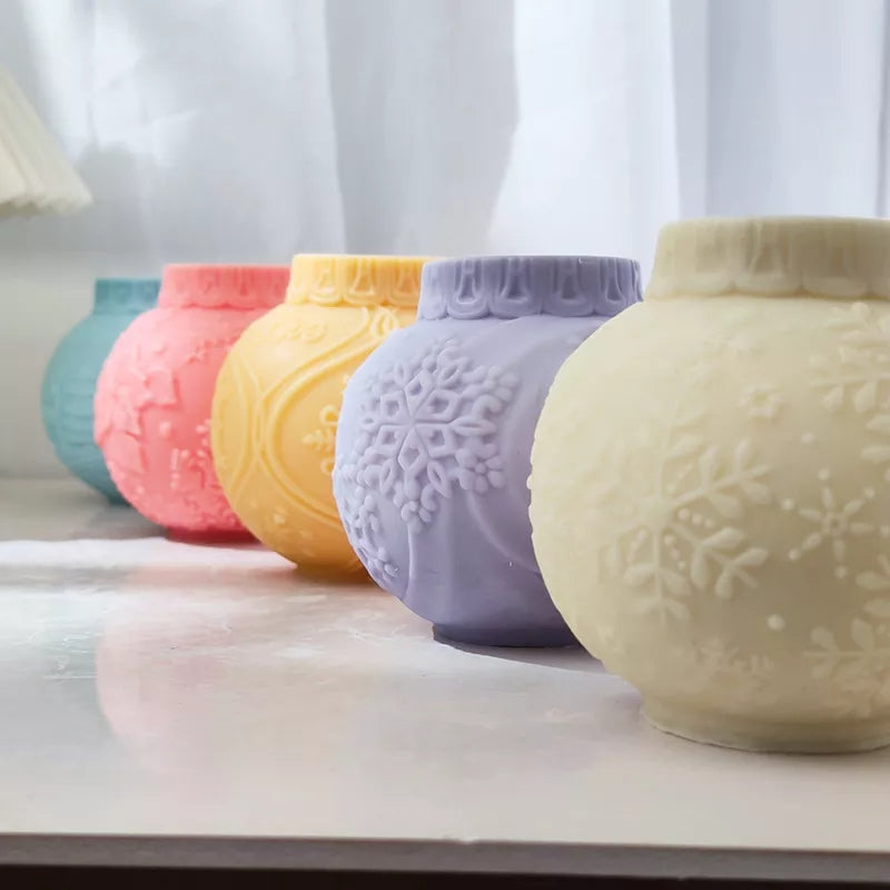 Christmas Bauble Candle Moulds 5 - Silicone Mould, Mold for DIY Candles. Created using candle making kit with cotton candle wicks and candle colour chips. Using soy wax for pillar candles. Sold by Myka Candles Moulds Australia