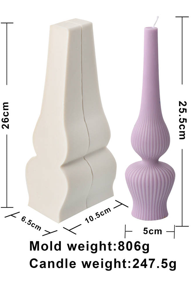 Oil Lamp Candle Mould 6 - Silicone Mould, Mold for DIY Candles. Created using candle making kit with cotton candle wicks and candle colour chips. Using soy wax for pillar candles. Sold by Myka Candles Moulds Australia
