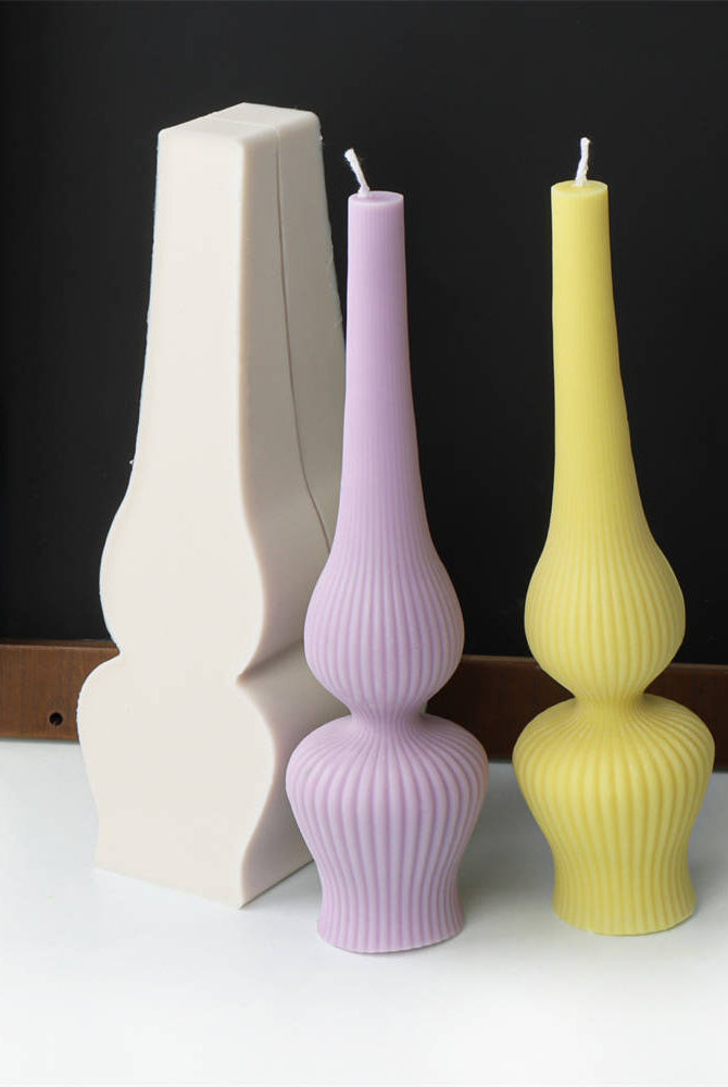 Oil Lamp Candle Mould 5 - Silicone Mould, Mold for DIY Candles. Created using candle making kit with cotton candle wicks and candle colour chips. Using soy wax for pillar candles. Sold by Myka Candles Moulds Australia