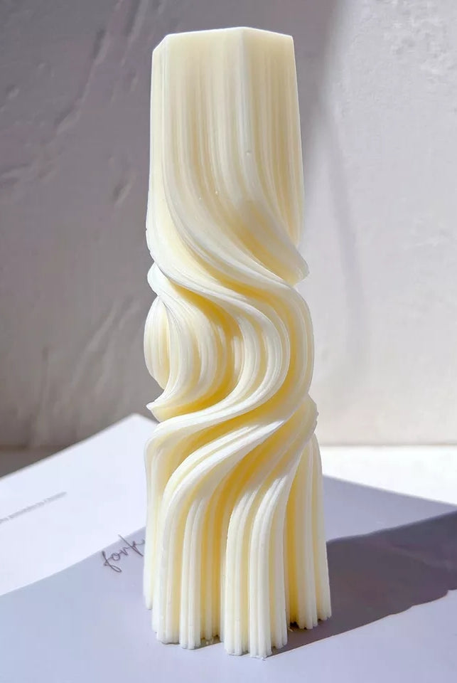 Abstract Pillar Candle Mould 0 - Silicone Mould, Mold for DIY Candles. Created using candle making kit with cotton candle wicks and candle colour chips. Using soy wax for pillar candles. Sold by Myka Candles Moulds Australia