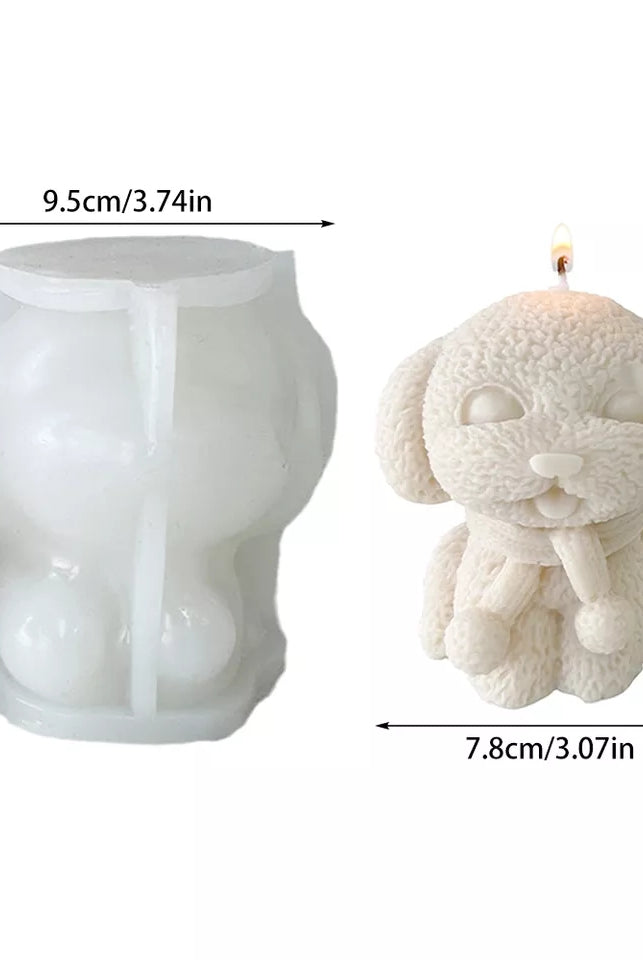 Warm Puppy Candle Mould 5 - Silicone Mould, Mold for DIY Candles. Created using candle making kit with cotton candle wicks and candle colour chips. Using soy wax for pillar candles. Sold by Myka Candles Moulds Australia