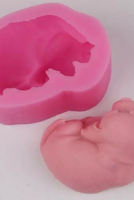 Sleeping Puppy Candle Mould 3 - Silicone Mould, Mold for DIY Candles. Created using candle making kit with cotton candle wicks and candle colour chips. Using soy wax for pillar candles. Sold by Myka Candles Moulds Australia