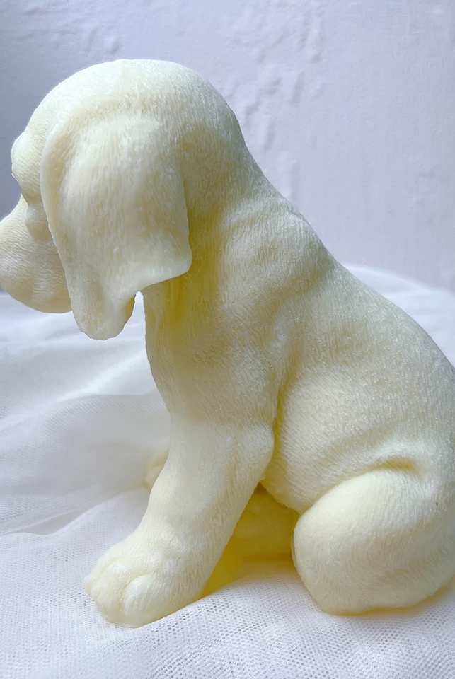 Beagle Candle Mould 4 - Silicone Mould, Mold for DIY Candles. Created using candle making kit with cotton candle wicks and candle colour chips. Using soy wax for pillar candles. Sold by Myka Candles Moulds Australia