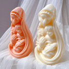 Mary Candle Mould 2 - Silicone Mould, Mold for DIY Candles. Created using candle making kit with cotton candle wicks and candle colour chips. Using soy wax for pillar candles. Sold by Myka Candles Moulds Australia