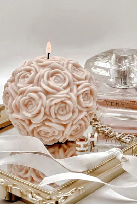 Rose Bunch Candle Moulds 0 - Silicone Mould, Mold for DIY Candles. Created using candle making kit with cotton candle wicks and candle colour chips. Using soy wax for pillar candles. Sold by Myka Candles Moulds Australia