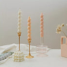 Twisted Pillar Candle Mould 3 - Silicone Mould, Mold for DIY Candles. Created using candle making kit with cotton candle wicks and candle colour chips. Using soy wax for pillar candles. Sold by Myka Candles Moulds Australia