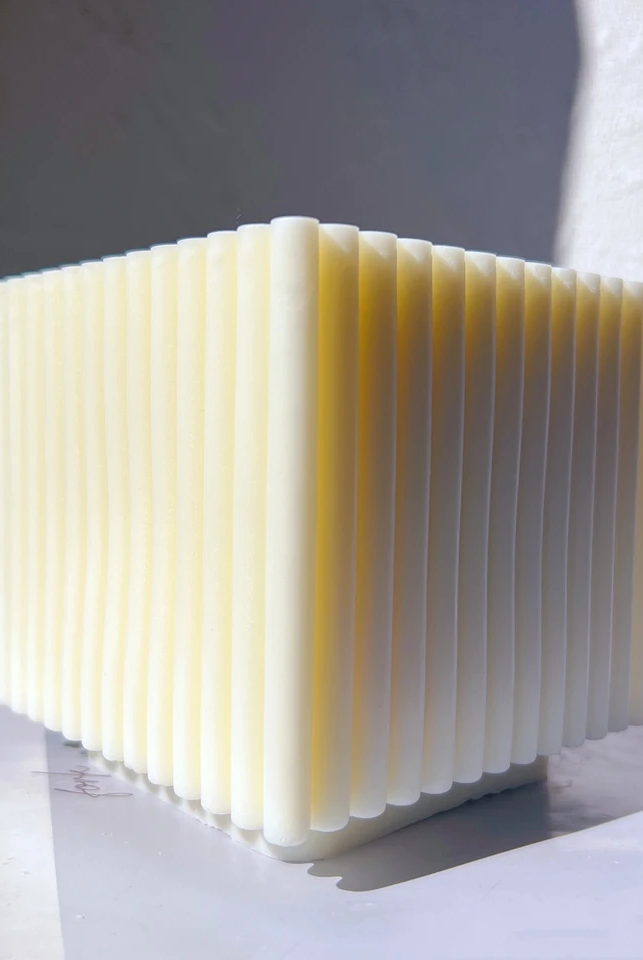 Ribbed Cube Candle Mould 2 - Silicone Mould, Mold for DIY Candles. Created using candle making kit with cotton candle wicks and candle colour chips. Using soy wax for pillar candles. Sold by Myka Candles Moulds Australia