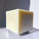 Ribbed Cube Candle Mould 2 - Silicone Mould, Mold for DIY Candles. Created using candle making kit with cotton candle wicks and candle colour chips. Using soy wax for pillar candles. Sold by Myka Candles Moulds Australia