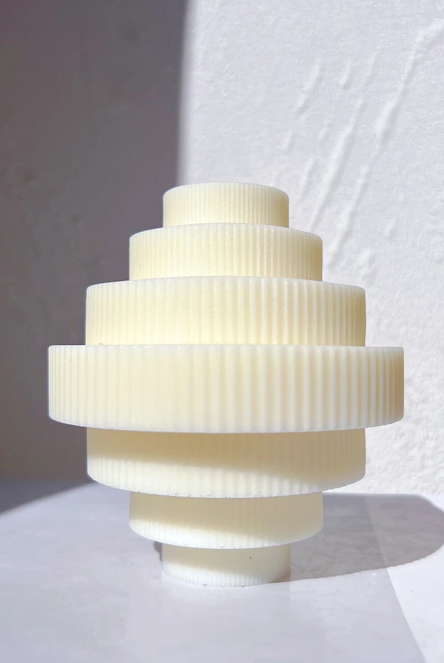 Ribbed Chandelier Candle Mould 2 - Silicone Mould, Mold for DIY Candles. Created using candle making kit with cotton candle wicks and candle colour chips. Using soy wax for pillar candles. Sold by Myka Candles Moulds Australia