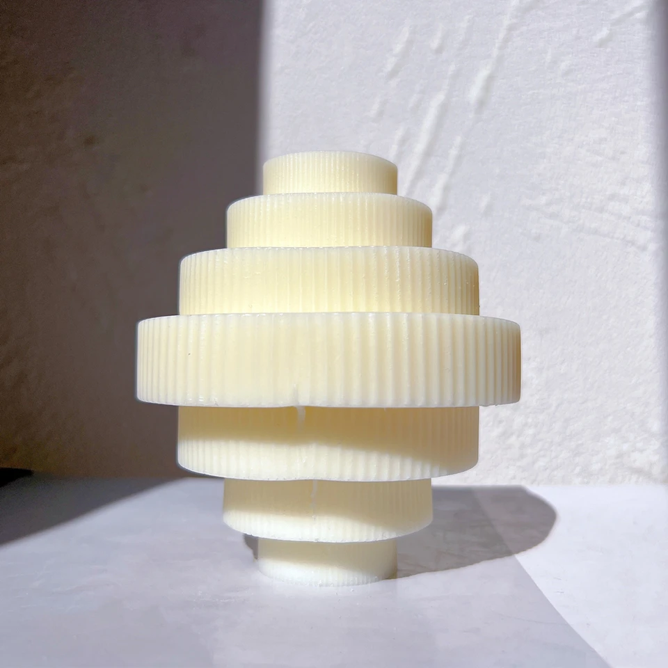 Ribbed Chandelier Candle Mould 3 - Silicone Mould, Mold for DIY Candles. Created using candle making kit with cotton candle wicks and candle colour chips. Using soy wax for pillar candles. Sold by Myka Candles Moulds Australia