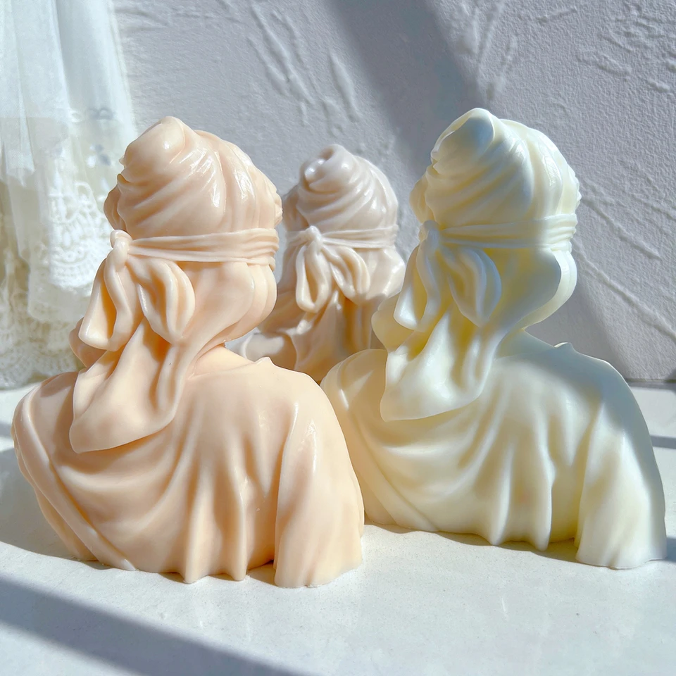 Lady Justice Candle Mould 4 - Silicone Mould, Mold for DIY Candles. Created using candle making kit with cotton candle wicks and candle colour chips. Using soy wax for pillar candles. Sold by Myka Candles Moulds Australia