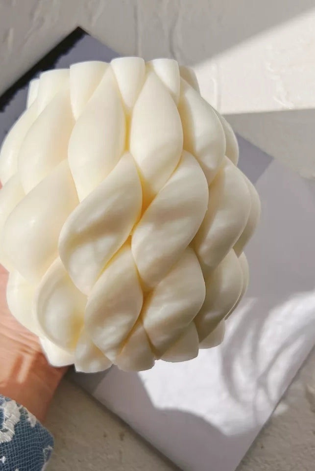 Braid Candle Mould 2 - Silicone Mould, Mold for DIY Candles. Created using candle making kit with cotton candle wicks and candle colour chips. Using soy wax for pillar candles. Sold by Myka Candles Moulds Australia
