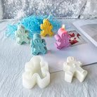 Gingerbread Man Candle Mould 3 - Silicone Mould, Mold for DIY Candles. Created using candle making kit with cotton candle wicks and candle colour chips. Using soy wax for pillar candles. Sold by Myka Candles Moulds Australia