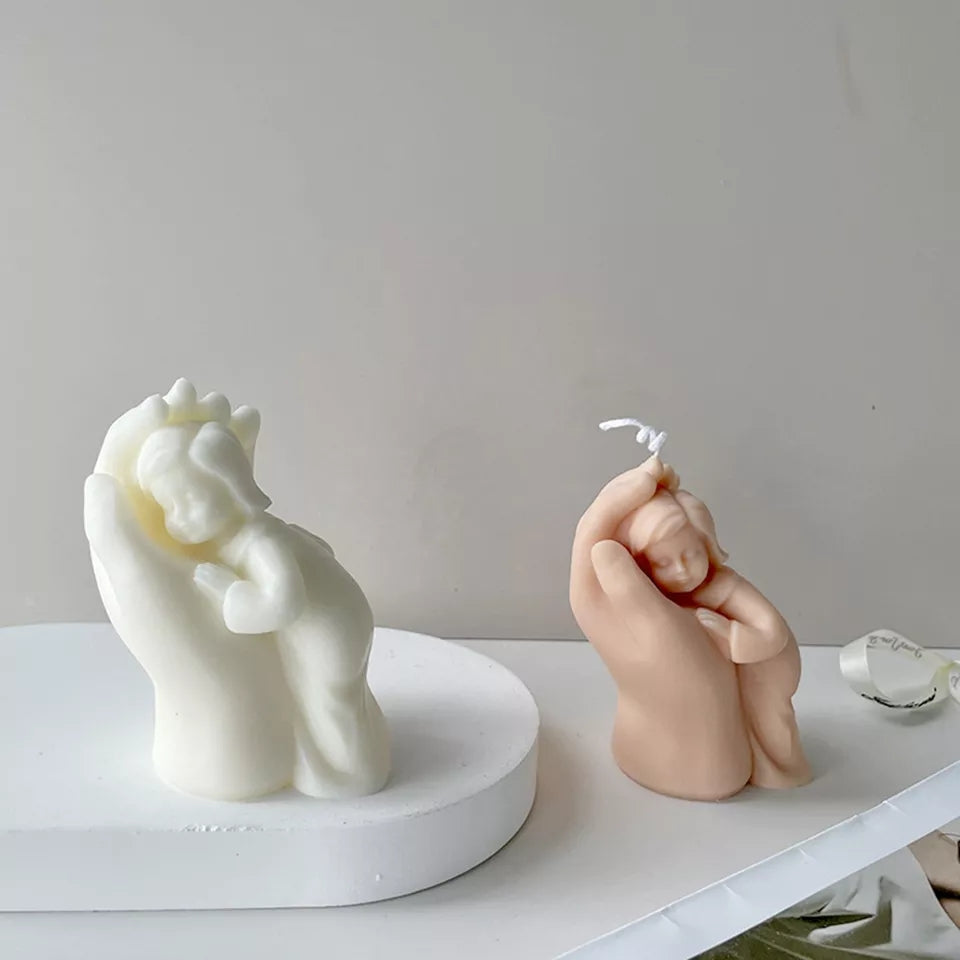 Mother's Touch Candle Mould 6 - Silicone Mould, Mold for DIY Candles. Created using candle making kit with cotton candle wicks and candle colour chips. Using soy wax for pillar candles. Sold by Myka Candles Moulds Australia