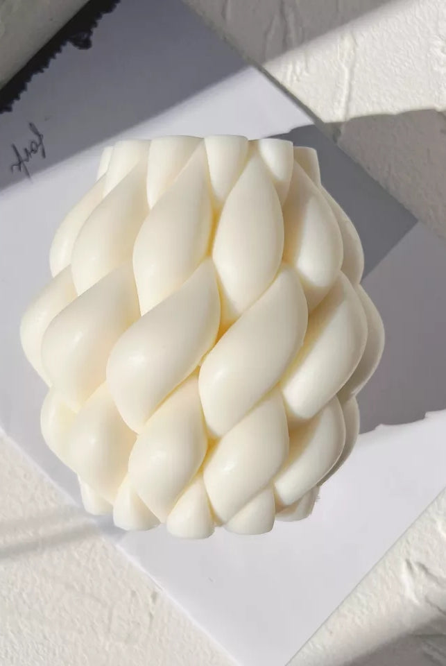 Braid Candle Mould 0 - Silicone Mould, Mold for DIY Candles. Created using candle making kit with cotton candle wicks and candle colour chips. Using soy wax for pillar candles. Sold by Myka Candles Moulds Australia