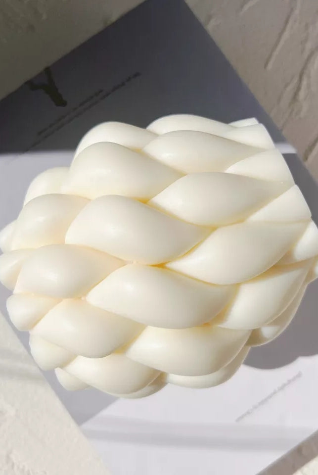 Braid Candle Mould 1 - Silicone Mould, Mold for DIY Candles. Created using candle making kit with cotton candle wicks and candle colour chips. Using soy wax for pillar candles. Sold by Myka Candles Moulds Australia