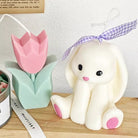 Bunny Rabbit Candle Mould 3 - Silicone Mould, Mold for DIY Candles. Created using candle making kit with cotton candle wicks and candle colour chips. Using soy wax for pillar candles. Sold by Myka Candles Moulds Australia